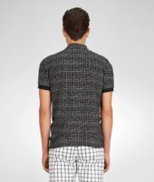 Bottega Veneta® NERO BIANCO PAINTED DISTRESSED CHECK PIQUET POLO Bottega Veneta® NERO BIANCO PAINTED DISTRESSED CHECK PIQUET POLO