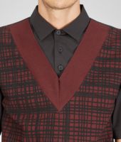 Bottega Veneta® CHEMISE AUBERGINE NERO EN COTON À CARREAUX EFFET GRAPHIQUE ET COTON TECHNIQUE Bottega Veneta® CHEMISE AUBERGINE NERO EN COTON À CARREAUX EFFET GRAPHIQUE ET COTON TECHNIQUE
