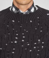 Bottega Veneta® NERO DISTRESSED CABLE COTTON SWEATER Bottega Veneta® NERO DISTRESSED CABLE COTTON SWEATER
