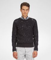 Bottega Veneta® NERO DISTRESSED CABLE COTTON SWEATER Bottega Veneta® NERO DISTRESSED CABLE COTTON SWEATER