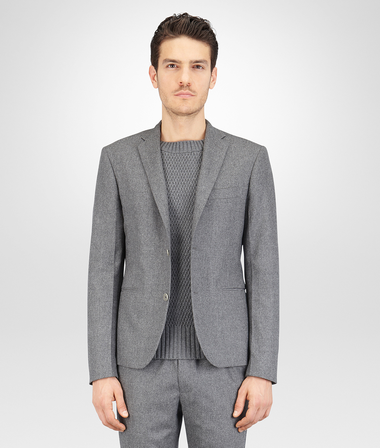 BOTTEGA VENETA - VESTE NEW LIGHT GREY EN MÉLANGE DE FLANELLE REAGLE