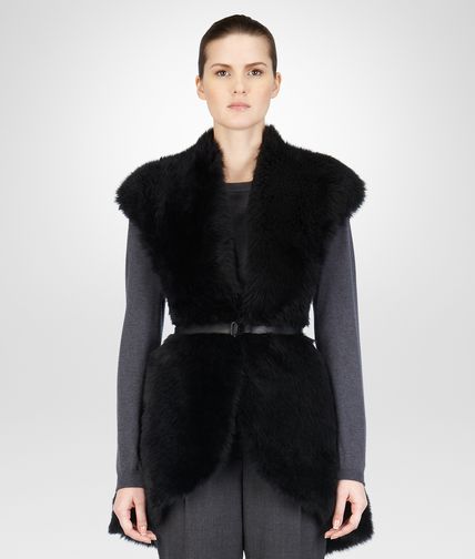 BOTTEGA VENETA - Nero Long Hair Shearling Merinos Vest
