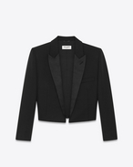 iconic le smoking 80's spencer jacket in black wool crêpe