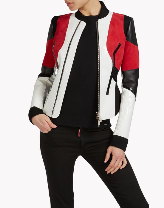 leather neoprene jacket coats & jackets Woman Dsquared2