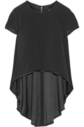 Haney Woman Ellie Satin-trimmed Crepe Top Black Size 6