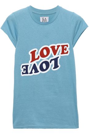 Zoe Karssen Woman Love Love Printed Cotton-jersey T-shirt Light Blue Size M