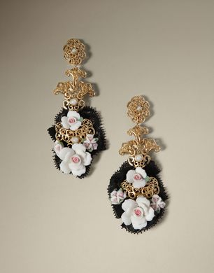 ROSES AND LACE CLIP ON EARRINGS - Earrings - Dolce&Gabbana - Winter 2014 ROSES AND LACE CLIP ON EARRINGS - Earrings - Dolce&Gabbana - Winter 2014