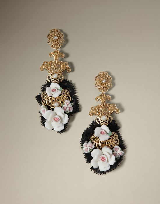 ROSES AND LACE CLIP ON EARRINGS - Earrings - Dolce&Gabbana - Winter 2014 ROSES AND LACE CLIP ON EARRINGS - Earrings - Dolce&Gabbana - Winter 2014