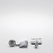 Intrecciato Oxydized Silver Cufflink - Cufflinks and tie pins - BOTTEGA VENETA - PE13 - 670