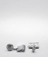 Bottega Veneta® Intrecciato Oxydized Silver Cufflink Bottega Veneta® Intrecciato Oxydized Silver Cufflink