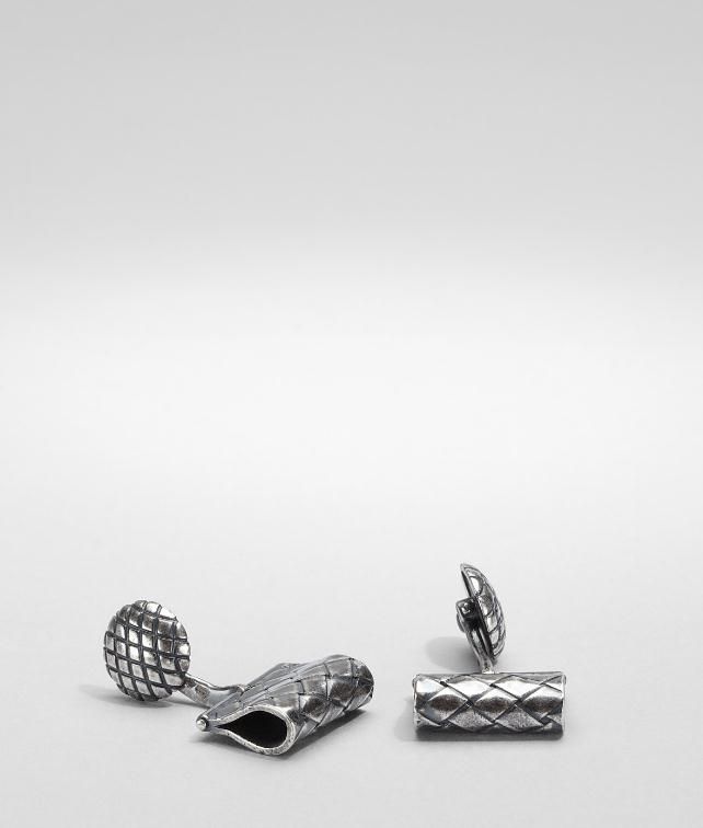 BOTTEGA VENETA Intrecciato Oxydized Silver Cufflink Cufflinks U fp