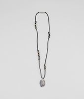 Bottega Veneta® Naturale Agata Oxydized Silver Nappa Pendant Bottega Veneta® Naturale Agata Oxydized Silver Nappa Pendant