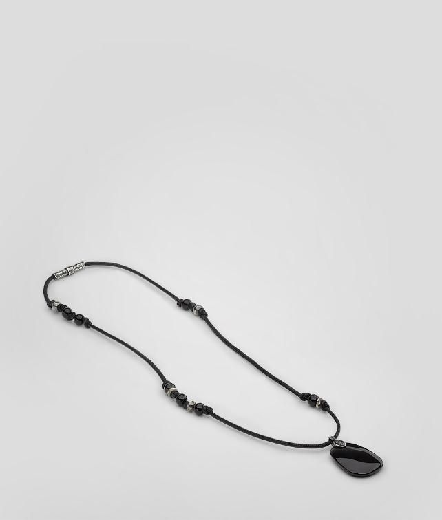 BOTTEGA VENETA Naturale Onice Oxydized Silver Nappa Pendant Necklace U fp