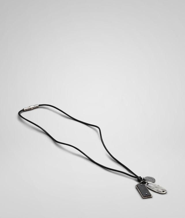 BOTTEGA VENETA Cuir Oxydized Silver Nappa Pendant Necklace U fp
