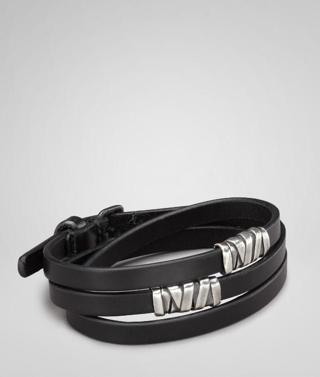 BOTTEGA VENETA Cuir Oxydized Black Silver Bracelet Bracelet U fp