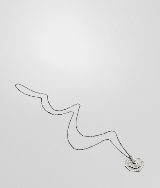 BOTTEGA VENETA Intrecciato Oxydized Silver Pendant Necklace U fp