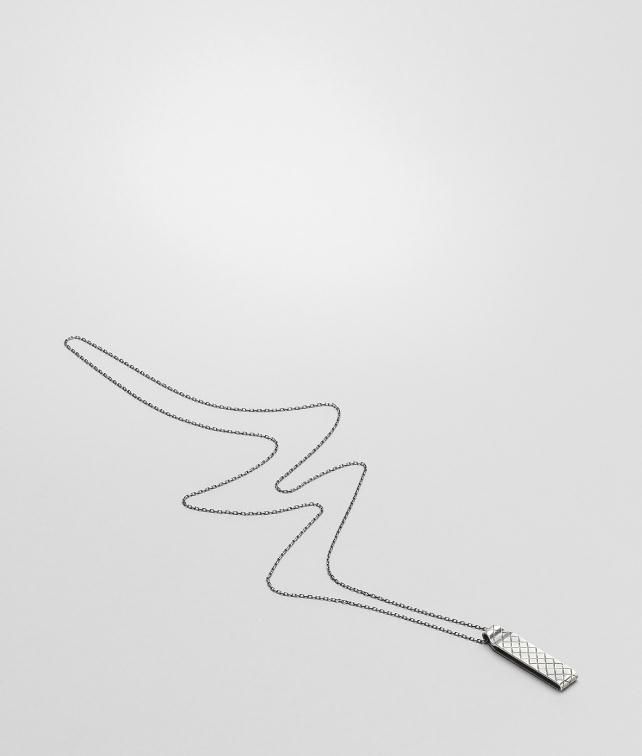 BOTTEGA VENETA Intrecciato Oxydized Silver Pendant Necklace U fp