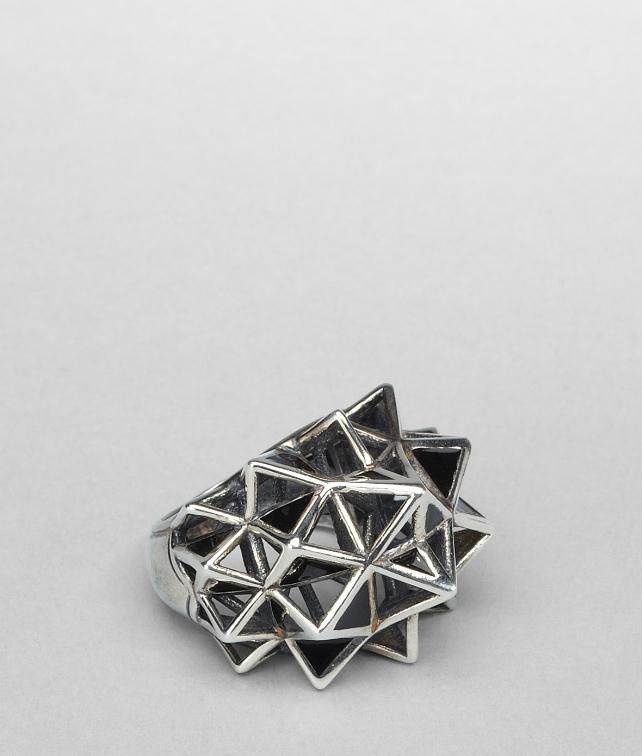 BOTTEGA VENETA Enamelled Antique Silver Ring Ring D fp