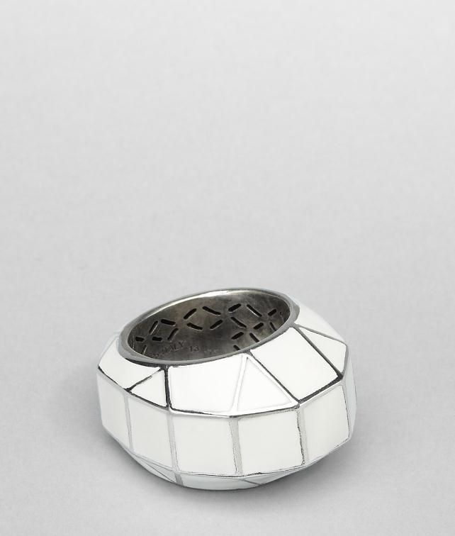 BOTTEGA VENETA Enamelled Antique Silver Ring Ring D fp