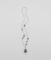 Bottega Veneta® Nero enamelled Antique Silver Pendant Bottega Veneta® Nero enamelled Antique Silver Pendant