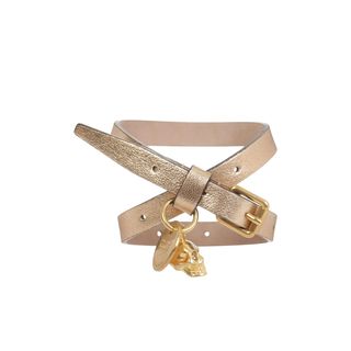 ALEXANDER MCQUEEN, Bracelet, Metallic leather Double Wrap Skull Bracelet