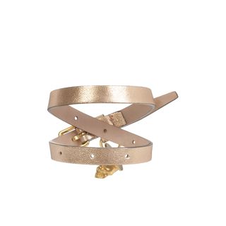 ALEXANDER MCQUEEN, Bracelet, Metallic leather Double Wrap Skull Bracelet