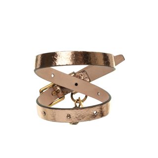 ALEXANDER MCQUEEN, Bracelet, Foil Leather Double Wrap Skull Bracelet