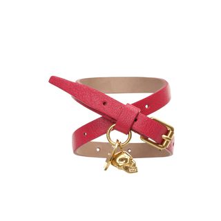 ALEXANDER MCQUEEN, Bracelet, Leather Double Wrap Skull Bracelet