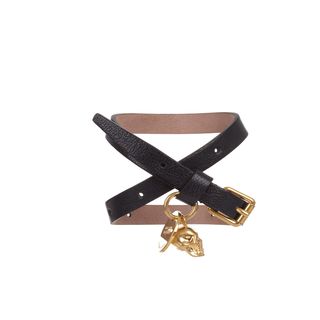 ALEXANDER MCQUEEN, Bracelet, Leather Double Wrap Skull Bracelet