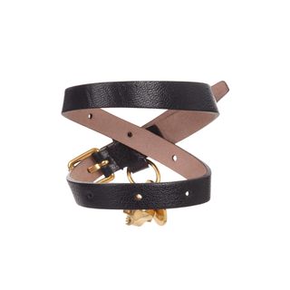 ALEXANDER MCQUEEN, Bracelet, Leather Double Wrap Skull Bracelet