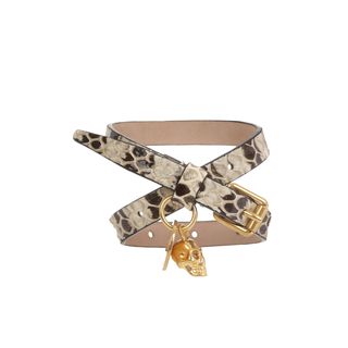ALEXANDER MCQUEEN, Bracelet, Tiger Snakeskin Double Wrap Skull Bracelet