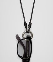Bottega Veneta® Nero Intrecciato Silver Pendant Bottega Veneta® Nero Intrecciato Silver Pendant