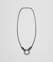 Bottega Veneta® Nero Intrecciato Silver Pendant Bottega Veneta® Nero Intrecciato Silver Pendant