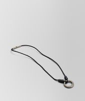 Bottega Veneta® Nero Intrecciato Silver Pendant Bottega Veneta® Nero Intrecciato Silver Pendant