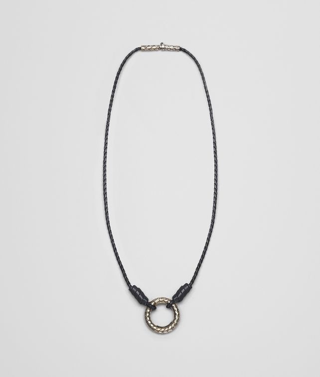 BOTTEGA VENETA PENDANT IN NERO INTRECCIATO NAPPA AND SILVER Necklace U fp