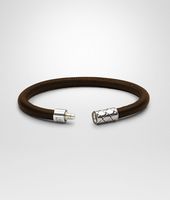Bottega Veneta® Armband aus antikem Silber und Nappaleder Intrecciato Ebano Bottega Veneta® Armband aus antikem Silber und Nappaleder Intrecciato Ebano