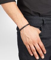 Bottega Veneta® Armband aus antikem Silber und Nappaleder Intrecciato Ebano Nero Bottega Veneta® Armband aus antikem Silber und Nappaleder Intrecciato Ebano Nero