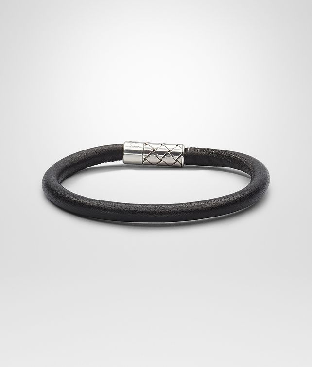 BOTTEGA VENETA Nero Intrecciato Antique Silver Nappa Bracelet Bracelet U fp