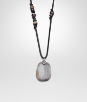 Bottega Veneta® Naturale Agata Oxydized Silver Nappa Neckalce Bottega Veneta® Naturale Agata Oxydized Silver Nappa Neckalce