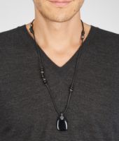 Bottega Veneta® Onyx-Anhänger mit oxidiertem Silber und Nappaleder Natural Nero Bottega Veneta® Onyx-Anhänger mit oxidiertem Silber und Nappaleder Natural Nero