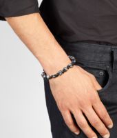 Bottega Veneta® Ebano Intrecciato Antique Silver and Nappa Bracelet Bottega Veneta® Ebano Intrecciato Antique Silver and Nappa Bracelet