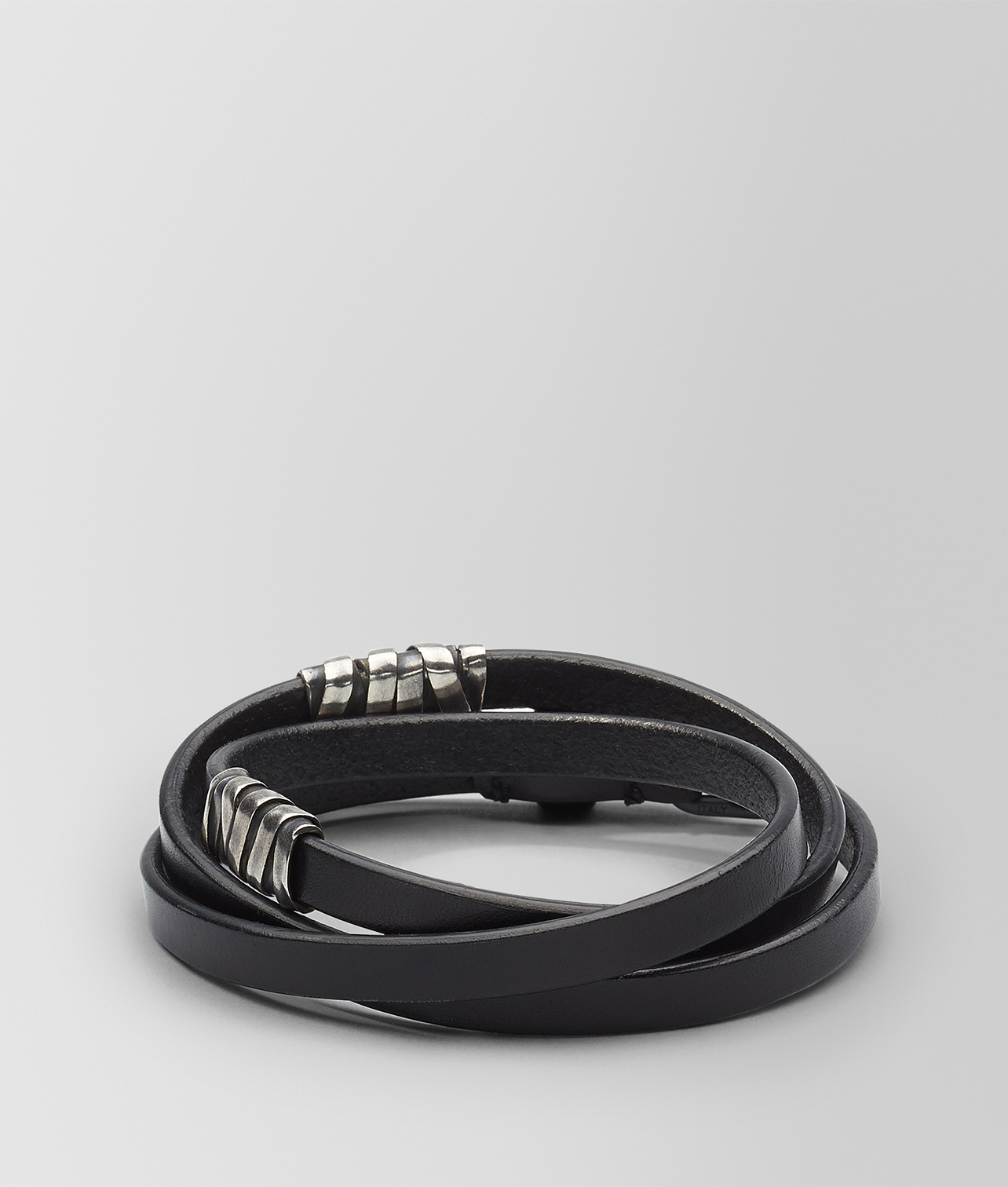 BOTTEGA VENETA - Cuir Oxydized Black Silver Bracelet