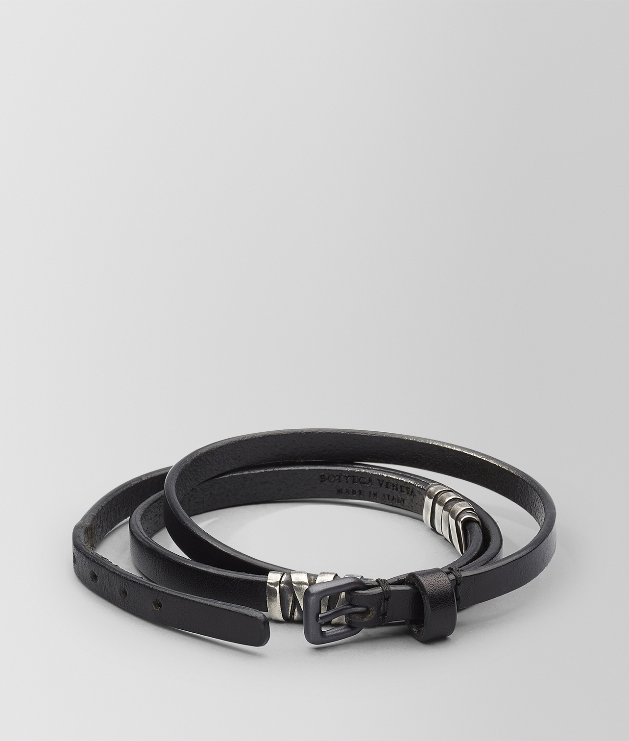 BOTTEGA VENETA - Cuir Oxydized Black Silver Bracelet
