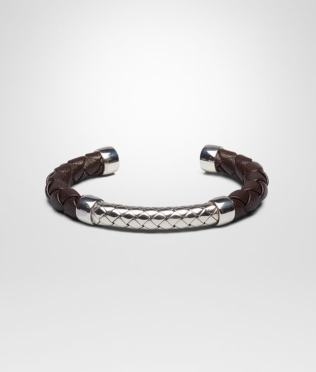BOTTEGA VENETA BRACELET IN EBANO INTRECCIATO NAPPA AND SILVER Bracelet U fp