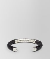 Bottega Veneta® Nero Intrecciato Antique Silver and Nappa Bracelet Bottega Veneta® Nero Intrecciato Antique Silver and Nappa Bracelet