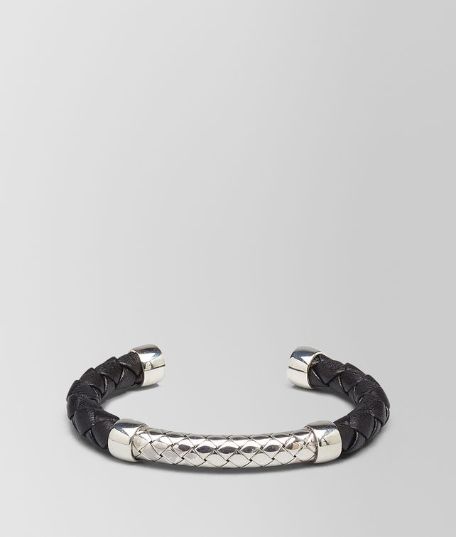 BOTTEGA VENETA BRACELET IN NERO INTRECCIATO NAPPA AND SILVER Bracelet U fp