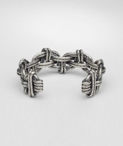 BOTTEGA VENETA - Bracciale in Argento Anticato Intrecciato