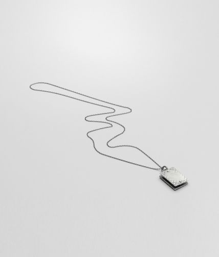 BOTTEGA VENETA - Collana con Pendente in Argento Ossidato Intrecciato