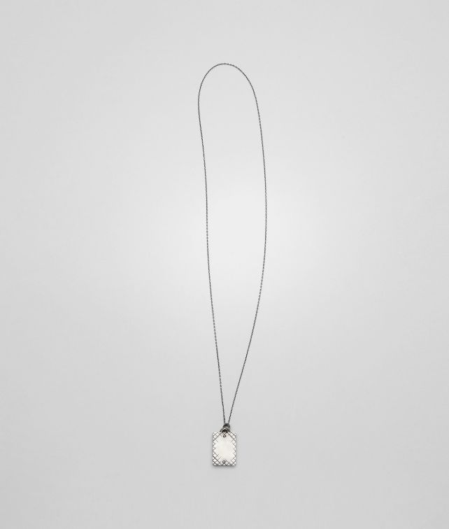 BOTTEGA VENETA Intrecciato Oxydized Silver Pendant Necklace U fp
