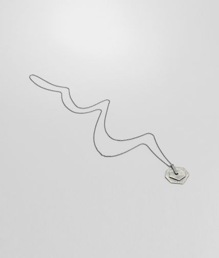 BOTTEGA VENETA - Collana con Pendente in Argento Ossidato Intrecciato